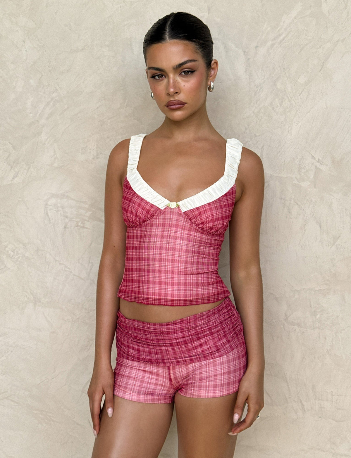 AMARAN TOP - RED : RED CHECK