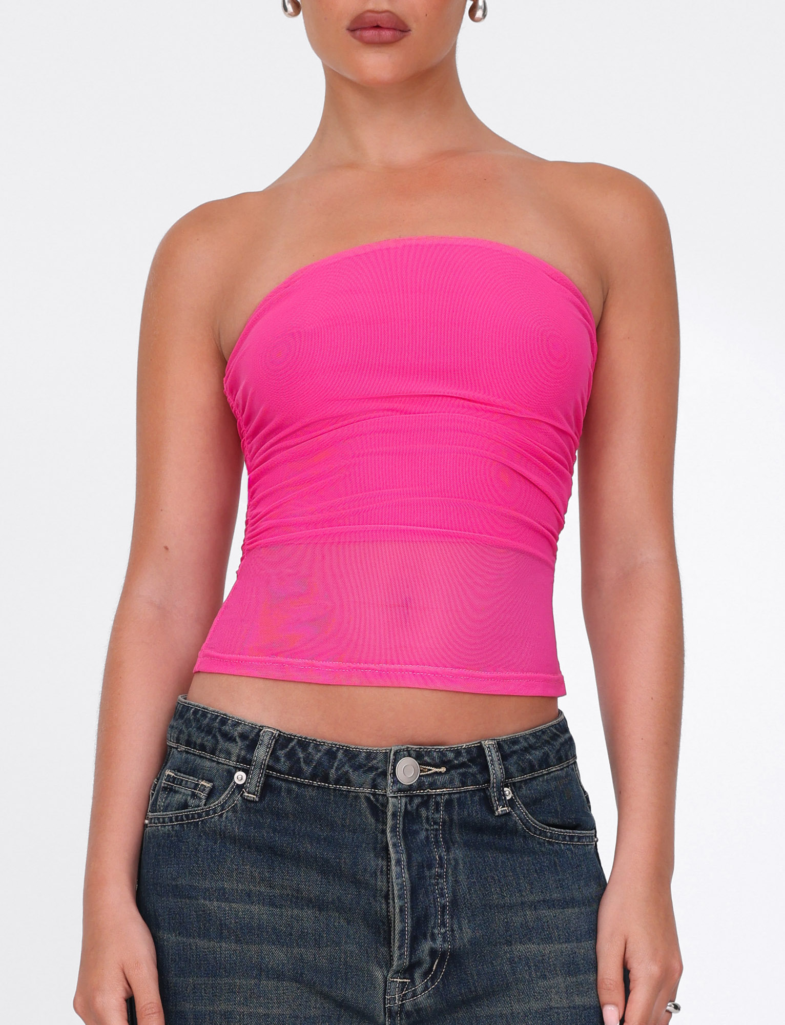 HARRIETT TUBE TOP - PINK : PINK