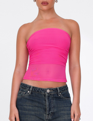 HARRIETT TUBE TOP - PINK : PINK