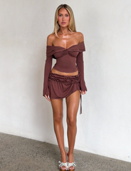 DENALI LONG SLEEVE TOP - CHOCOLATE