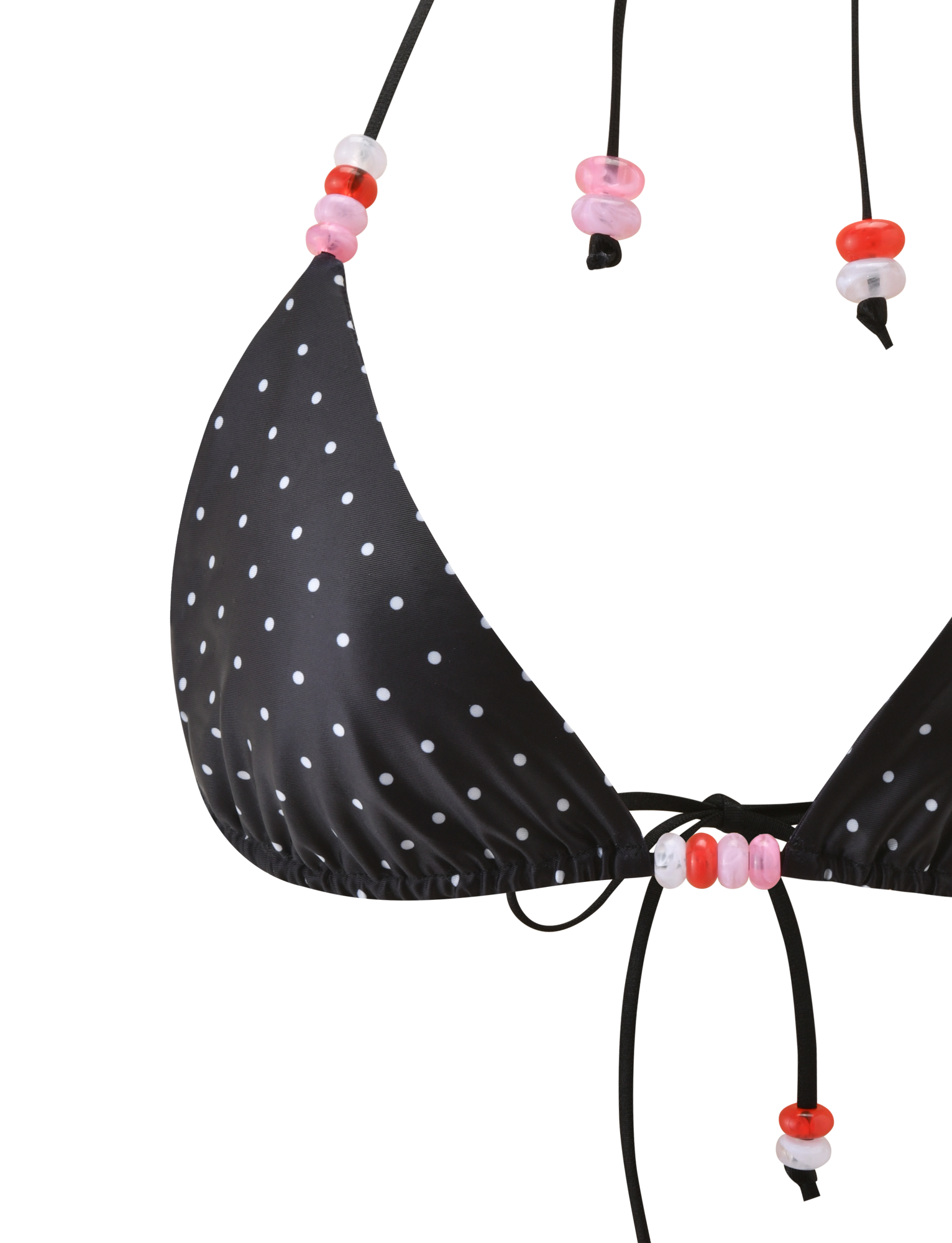 FINLEA BIKINI TOP - POLKA DOT BLACK CREAM