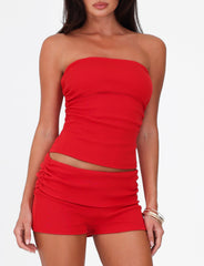 HARRIETT RIB TUBE TOP - RED