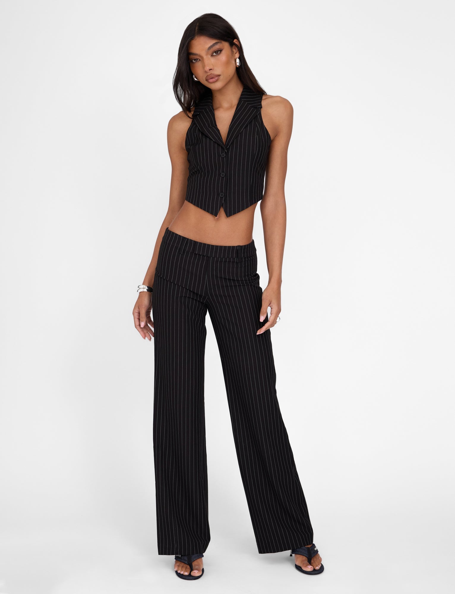 TAMARA PANT - BLACK : PINSTRIPE