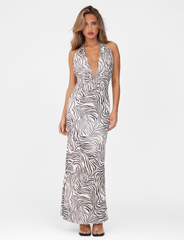 CRESSIDA DRESS - NEUTRAL : ZEBRA