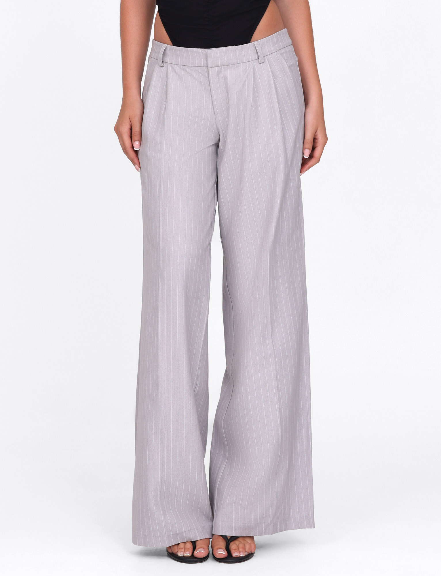 AMBERLY SUIT PANT - GREY : PINSTRIPE : GREY PINSTRIPE