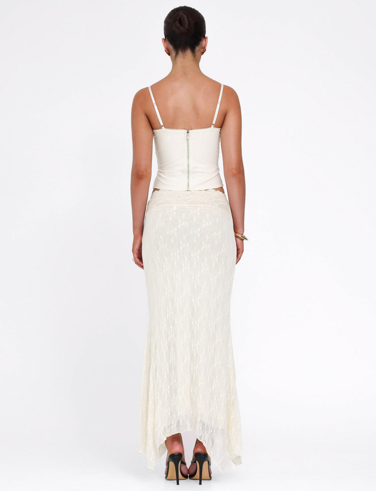 ANTONELLA MIDI SKIRT - WHITE : LACE : CREAM