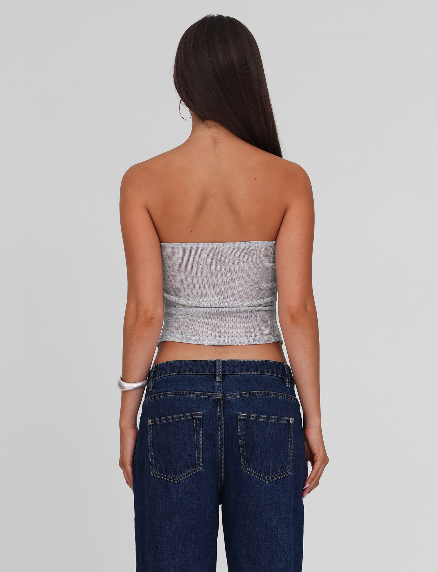 HARRIETT TUBE TOP - SILVER