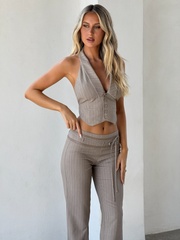 FEDRA VEST - TAN PINSTRIPE