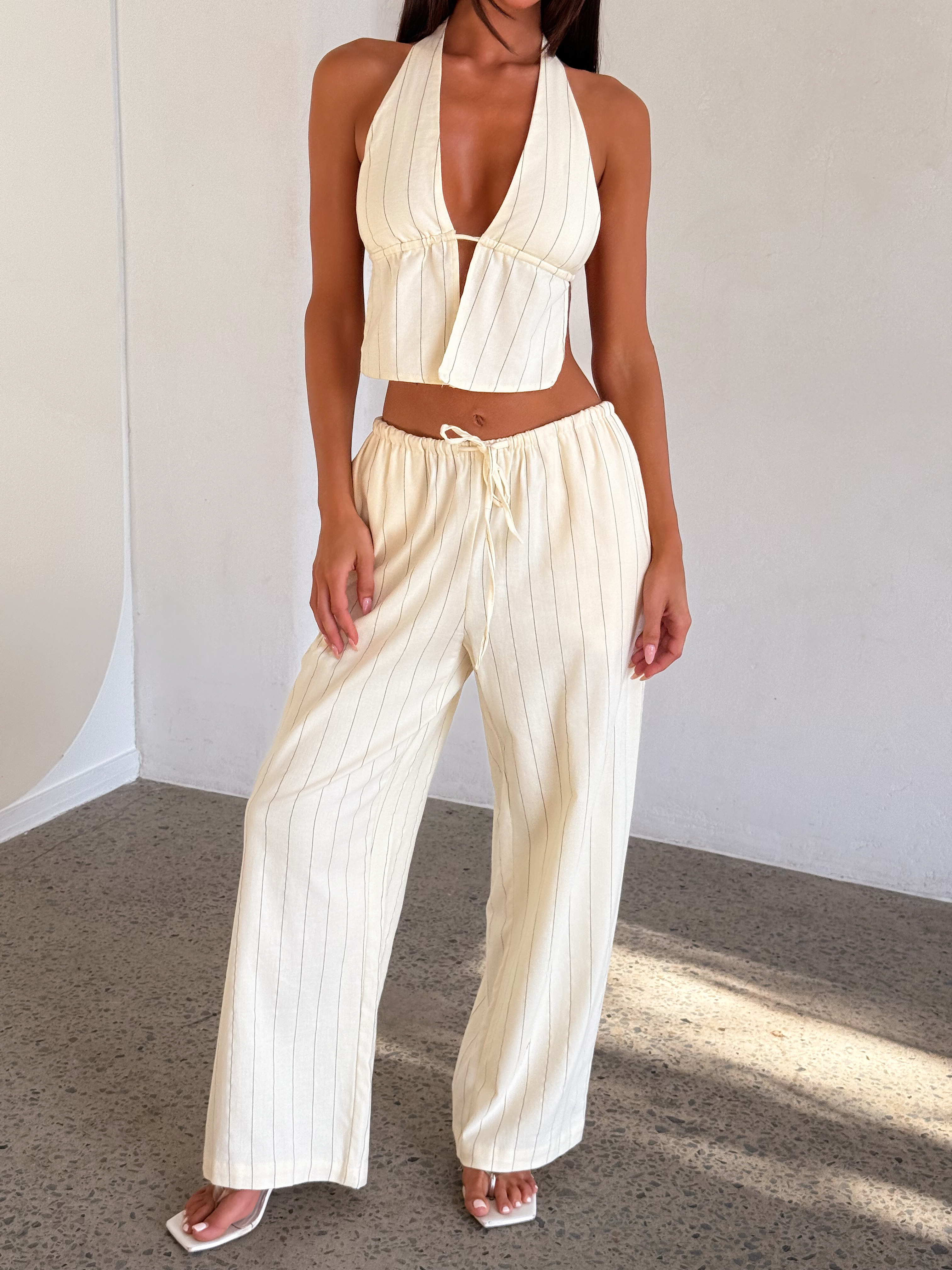 LAINEY PANT - BEIGE STRIPE