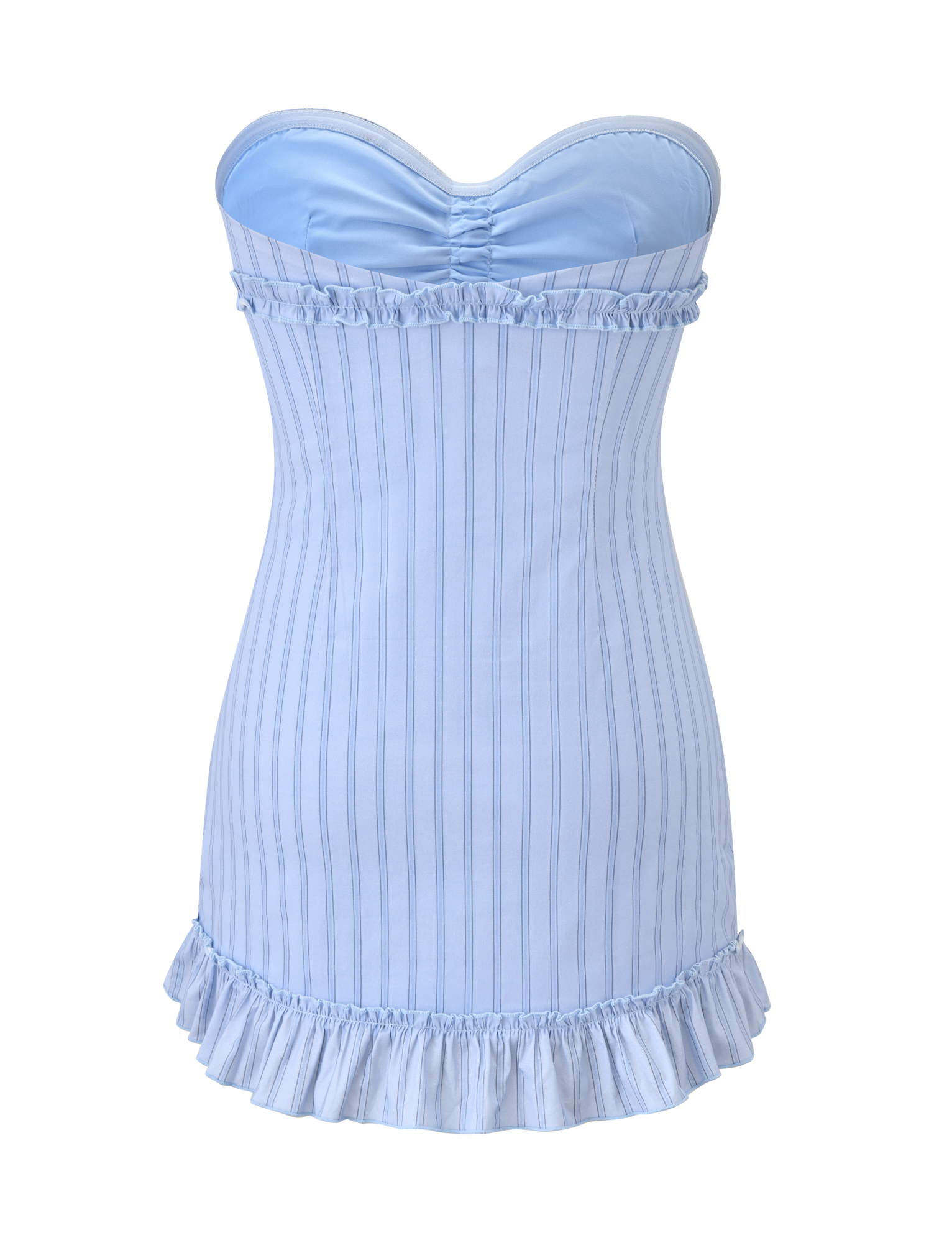 KITTIE STRAPLESS DRESS - BLUE STRIPE