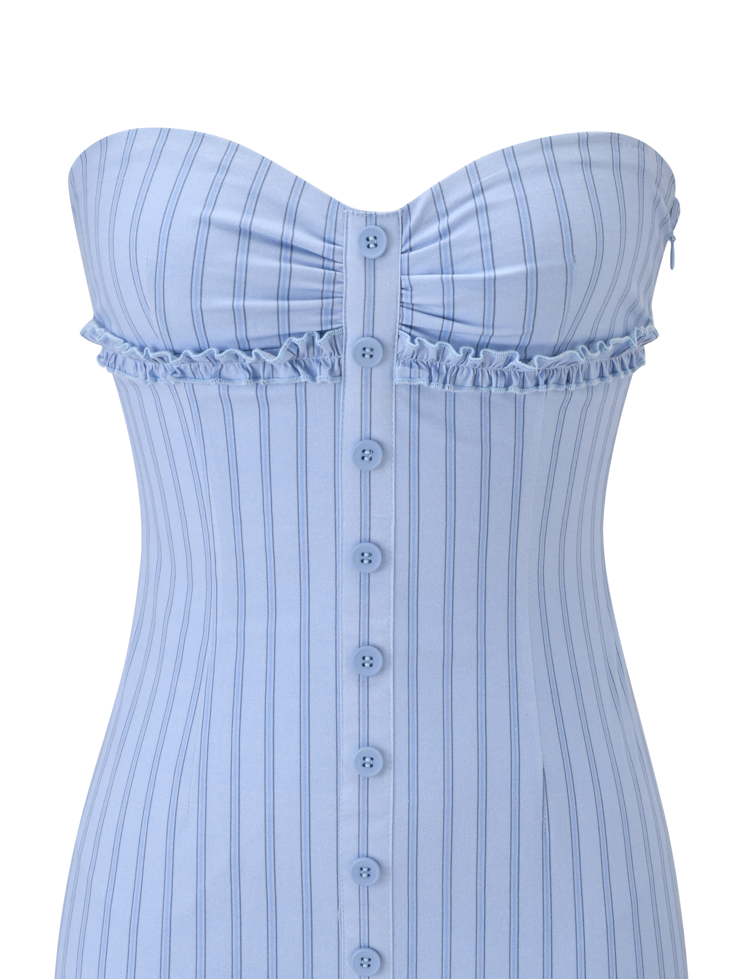 KITTIE STRAPLESS DRESS - BLUE STRIPE