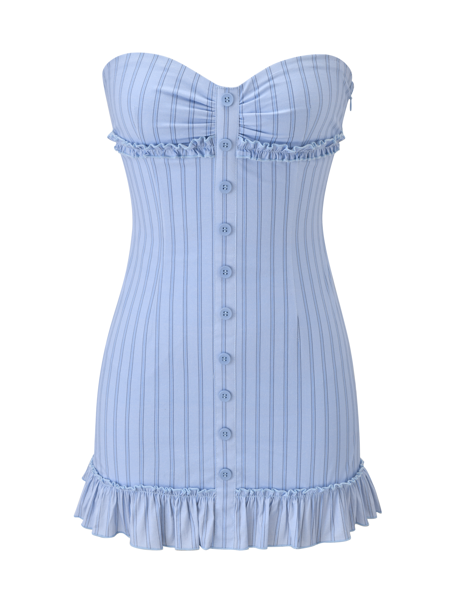 KITTIE STRAPLESS DRESS - BLUE STRIPE