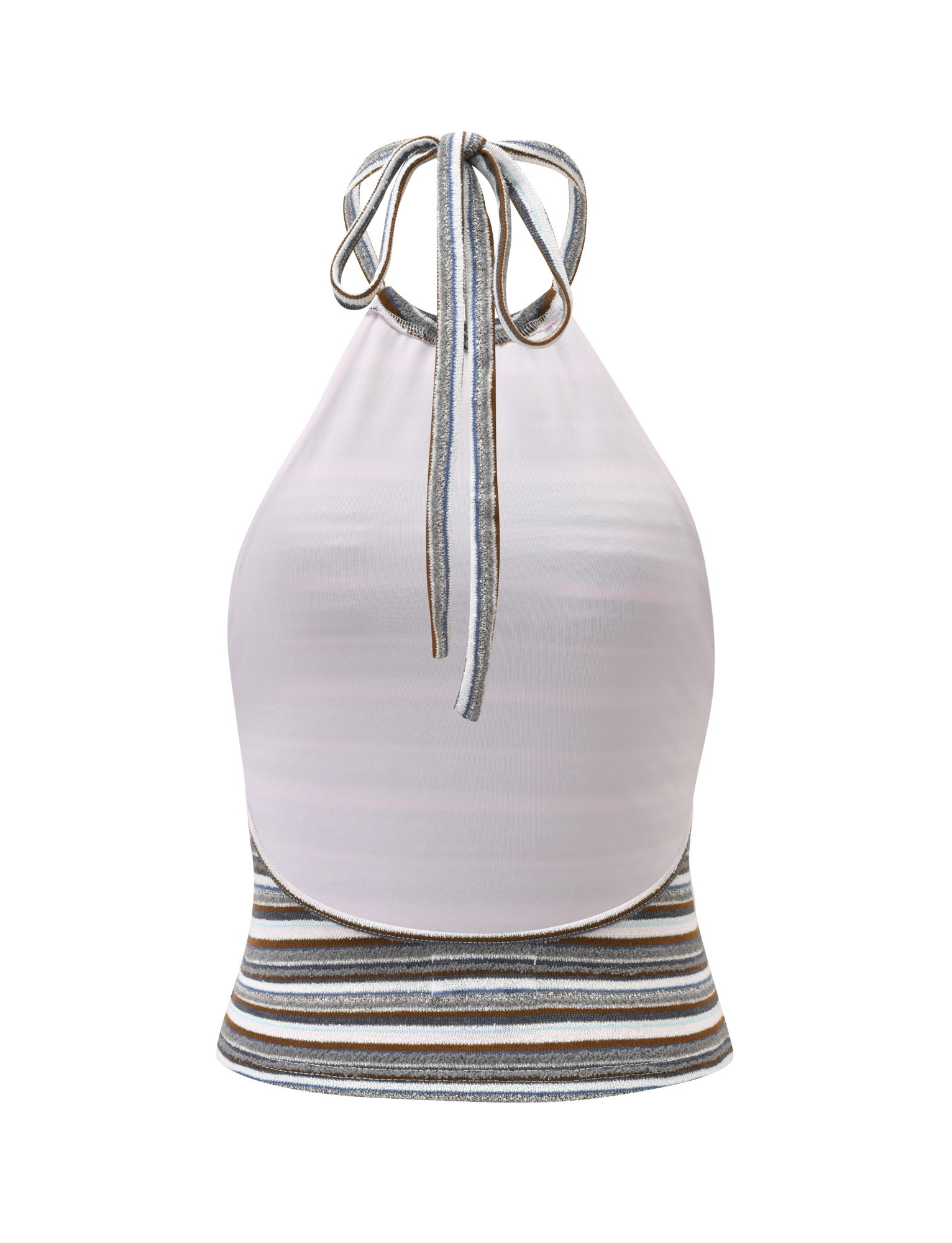 DILLON HALTER TOP -  BLUE AND BROWN STRIPE
