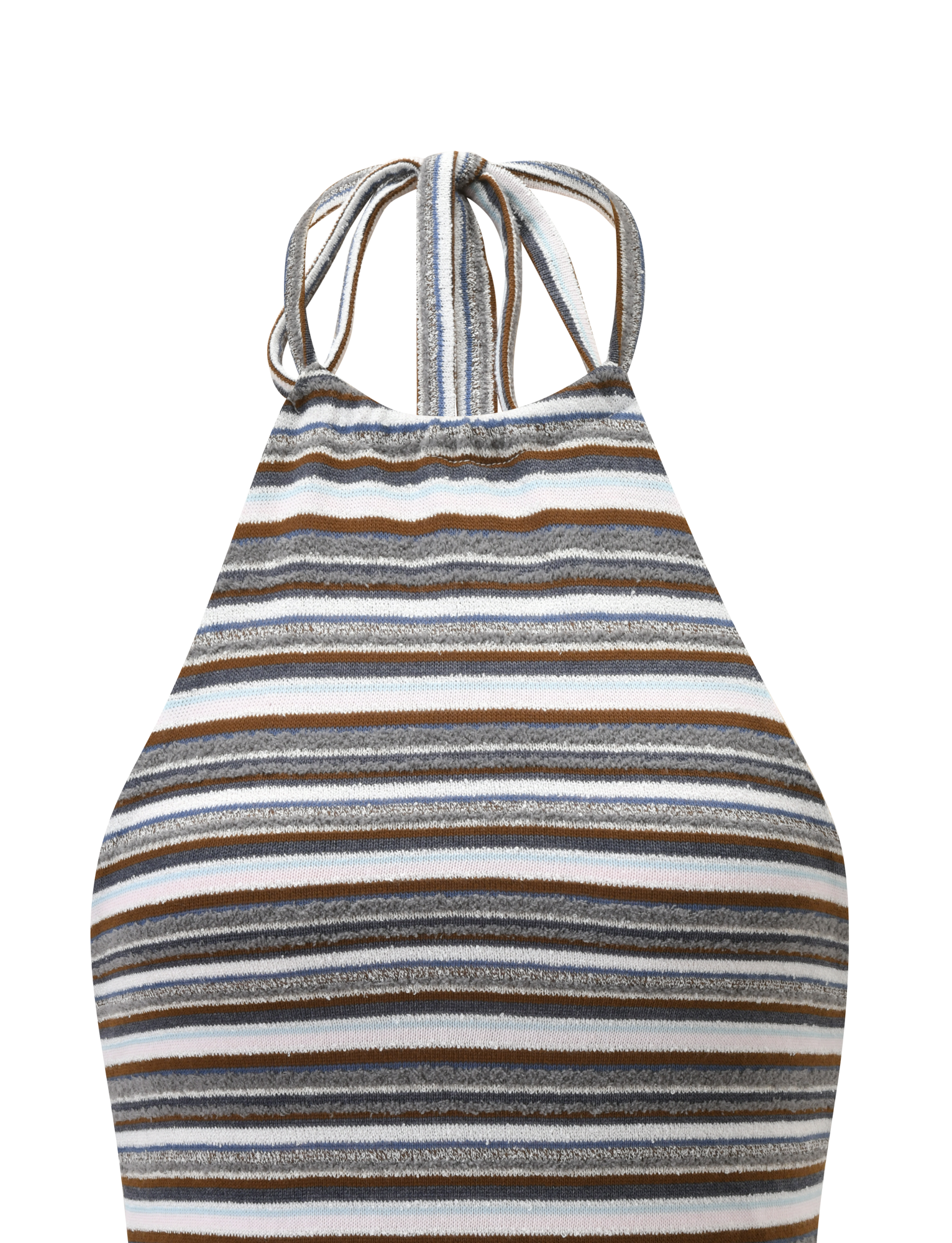 DILLON HALTER TOP -  BLUE AND BROWN STRIPE