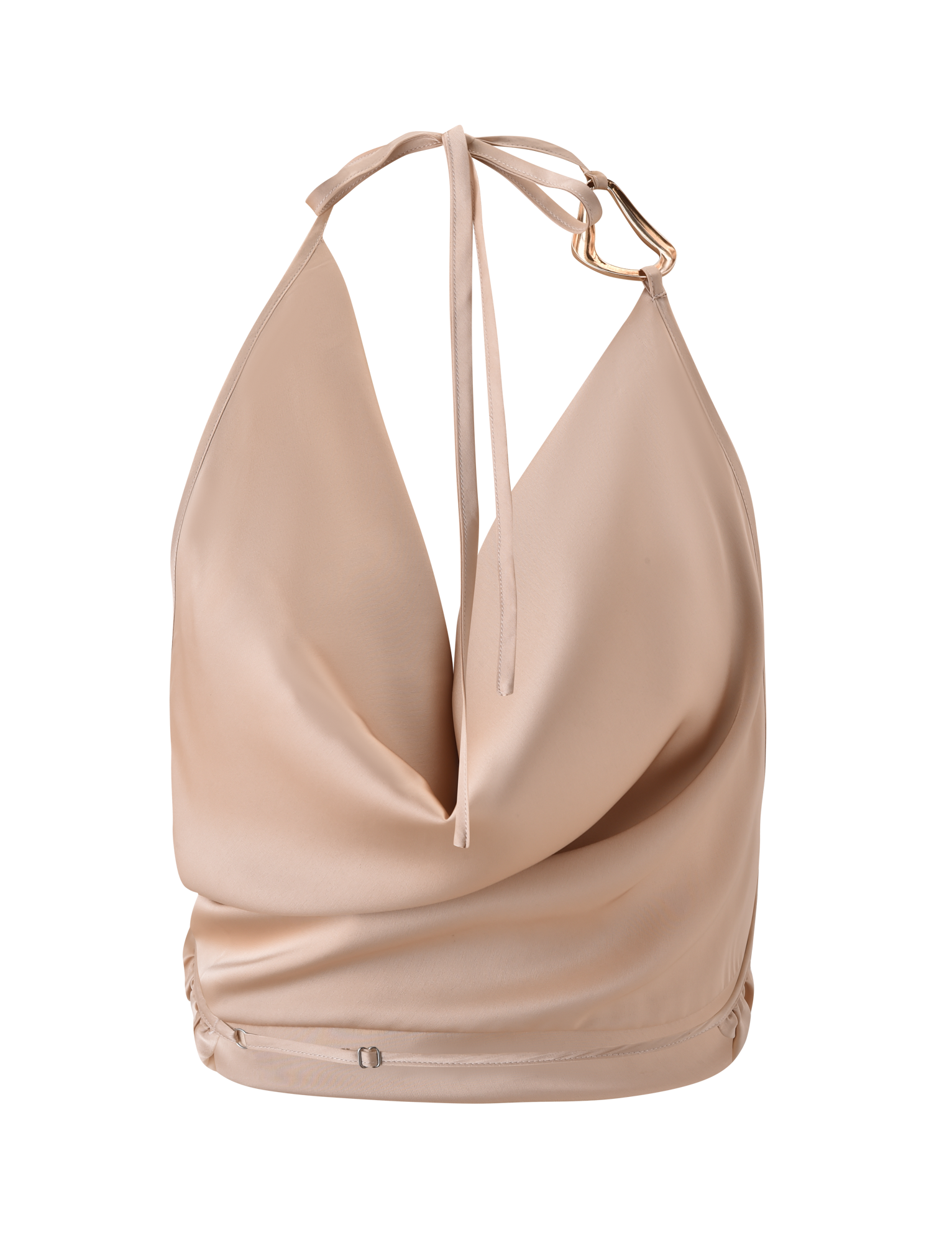 CYRENE SATIN COWL TOP - GOLD
