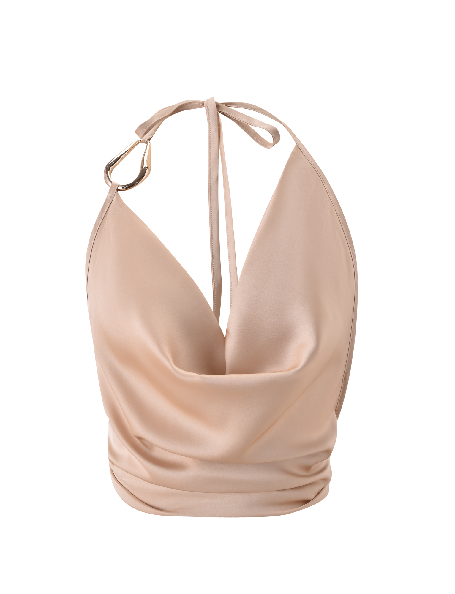 CYRENE SATIN COWL TOP - GOLD