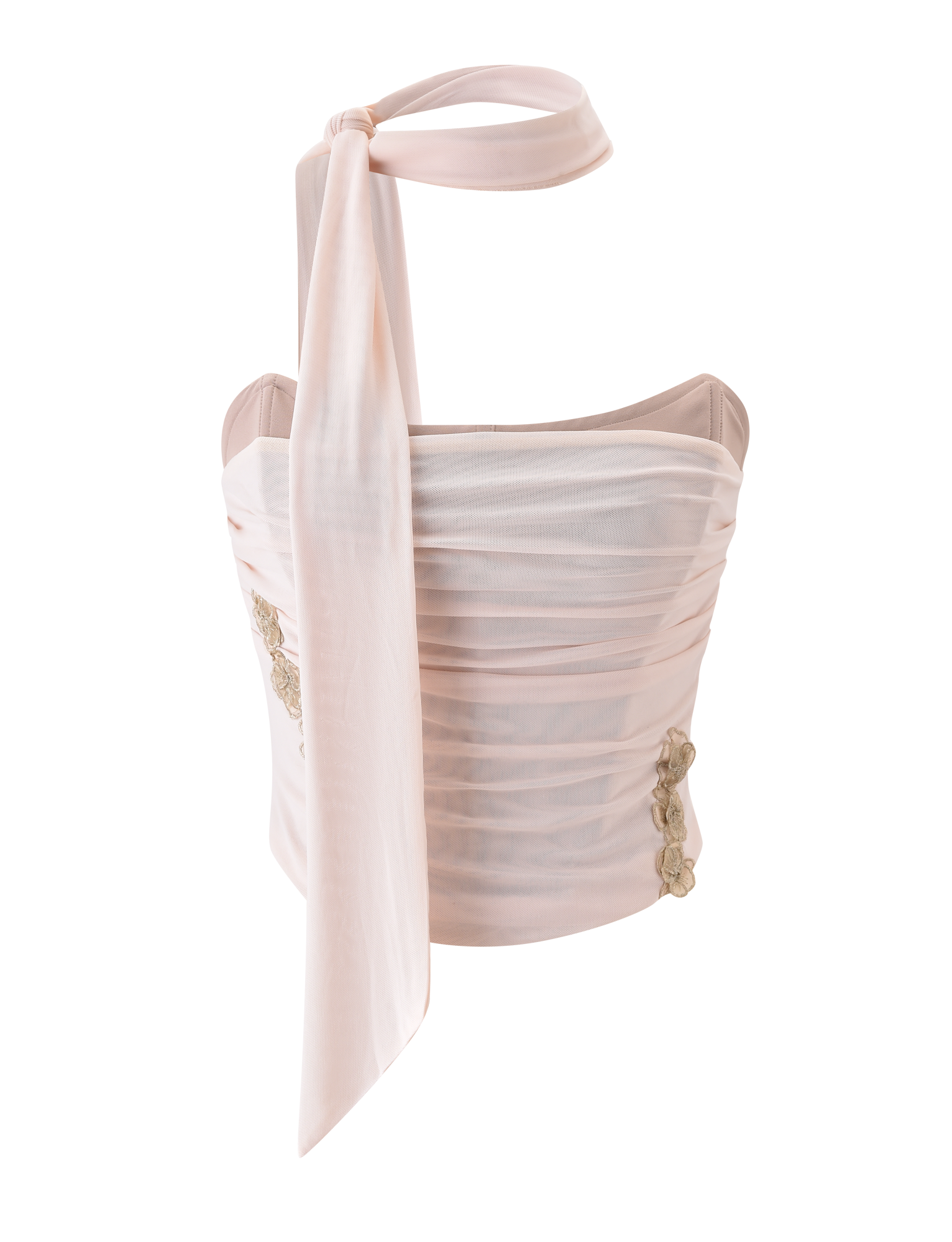 TERESE FLORAL APPLIQUE CORSET - TAN