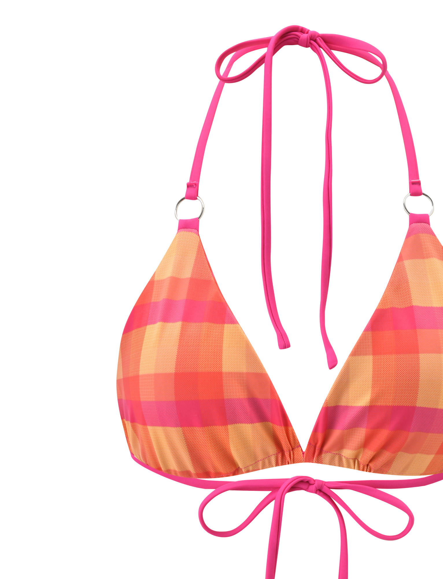 AYANNA REVERSIBLE BIKINI TOP - GINGHAM AND RESORT PLAID